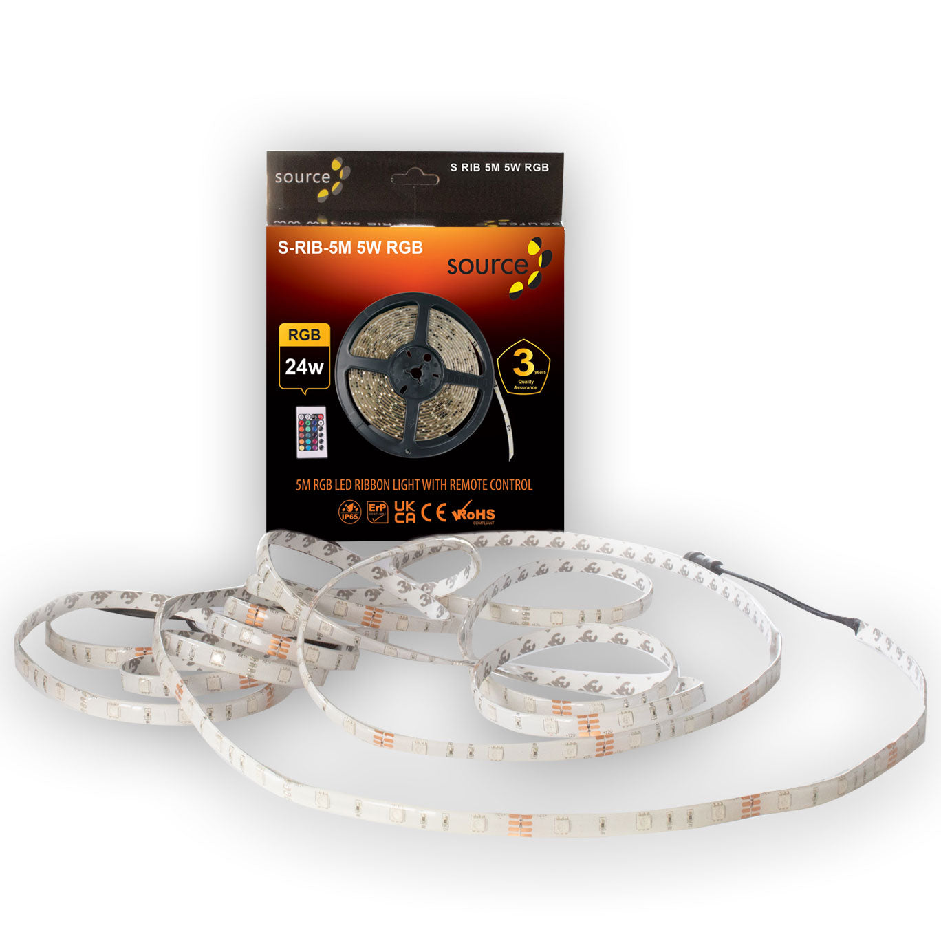 S-RIB 5M RGB LED Strip Light – Waterproof, 5W, Remote Control