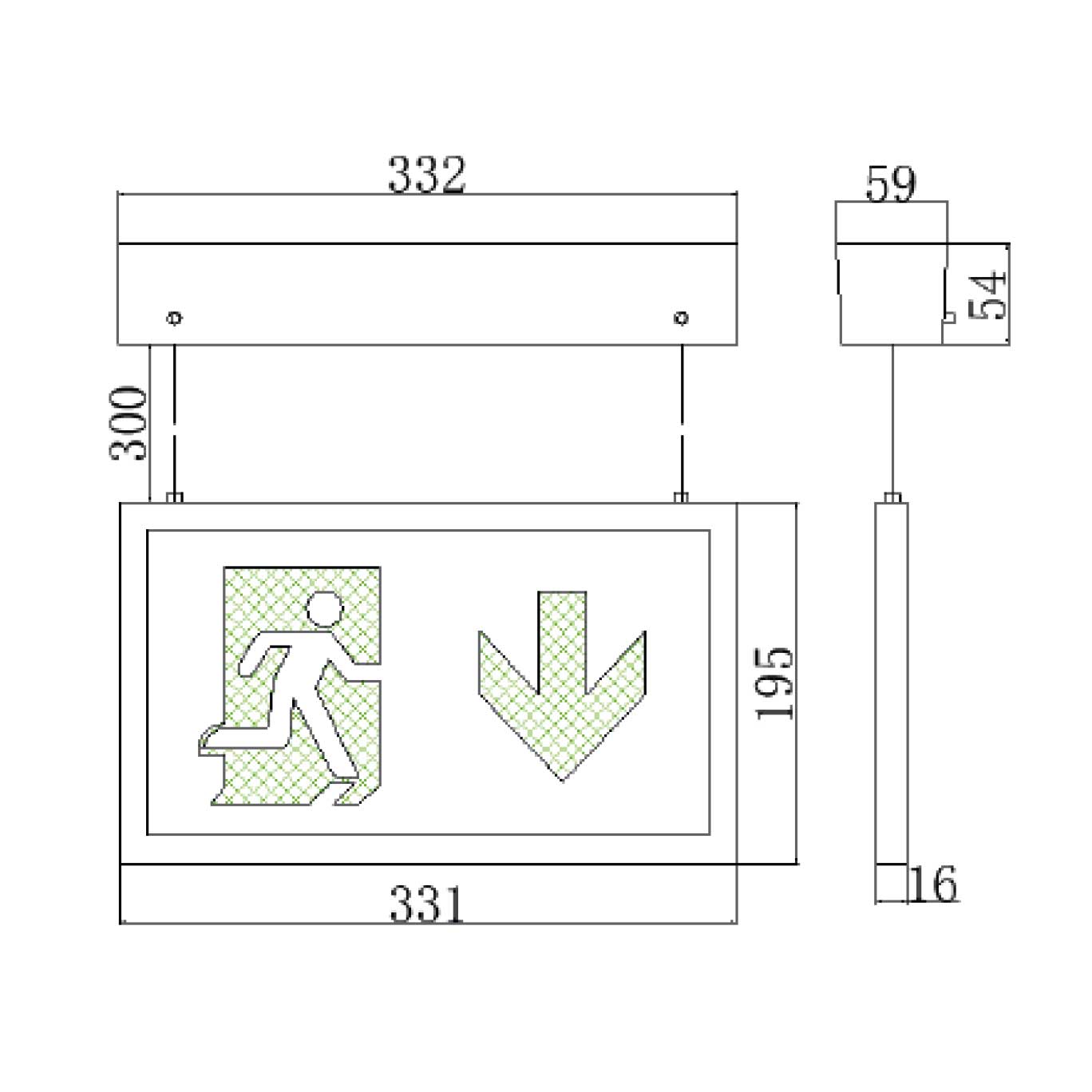 3W Emergency Hanging Blade Sign – 6500K Ni-Cd Battery (IP20)