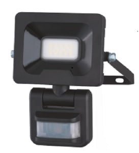 Challenger 50W LED floodlight with PIR motion sensor in black finish, slimline outdoor security light with 4000K natural white output