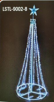 Yuletide 180cm LED light tree, a cone of white LED strings with a star at the top and a ring at the base