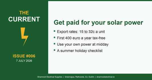 The Current Issue 006: getting paid for your solar power, Shamrock Electrical newsletter for Irish homeowners