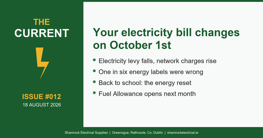 The Current issue 12: your electricity bill changes on October 1st, electricity levy falls, network charges rise, energy labels, back to school, Fuel Allowance