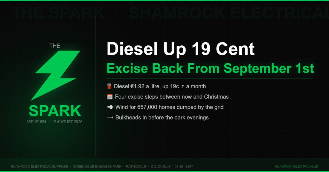 The Spark issue 24 from Shamrock Electrical: diesel up 19 cent and excise back from September 1st
