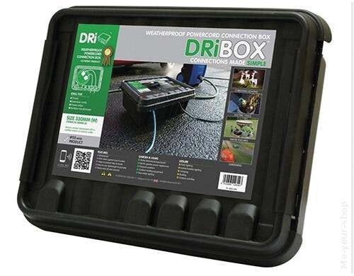 Black DRiBOX IP55 large outdoor weatherproof electrical box with locking clamp