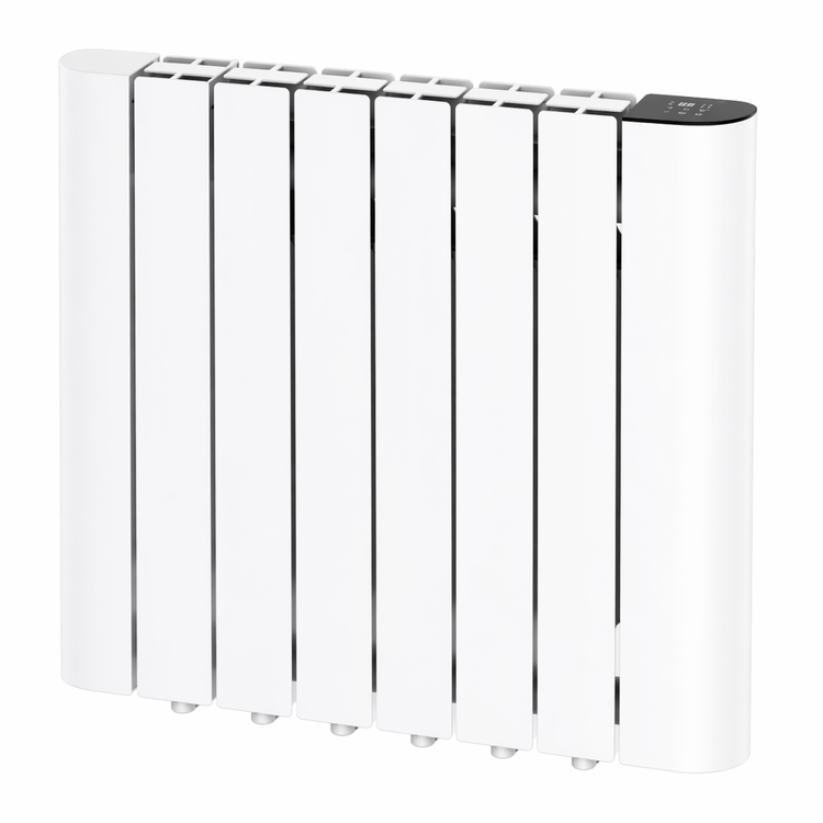 Titan 1200W wall mounted smart WiFi electric radiator in white with aluminium fins and digital control panel