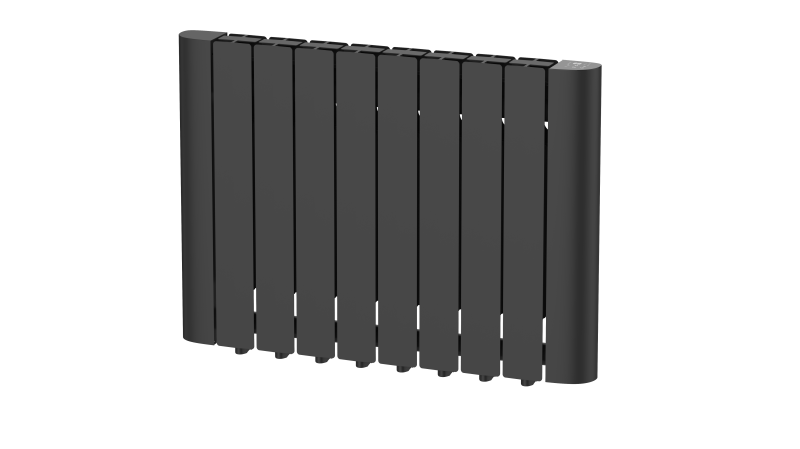 Titan 1500W eight fin smart WiFi electric radiator in matt black shown against a white background