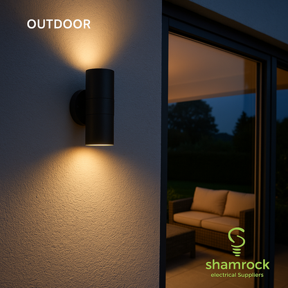 GU10 Black Up/Down Wall Light, IP44