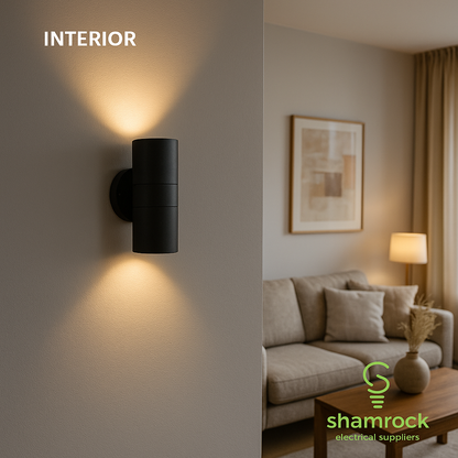 GU10 Black Up/Down Wall Light, IP44