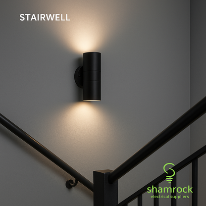 GU10 Black Up/Down Wall Light, IP44