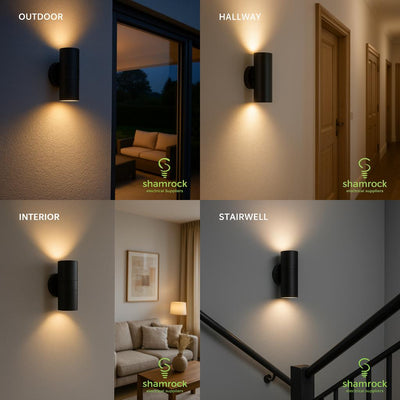 GU10 Black Up/Down Wall Light, IP44