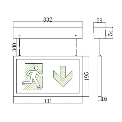 3W Emergency Hanging Blade Sign – 6500K Ni-Cd Battery (IP20)