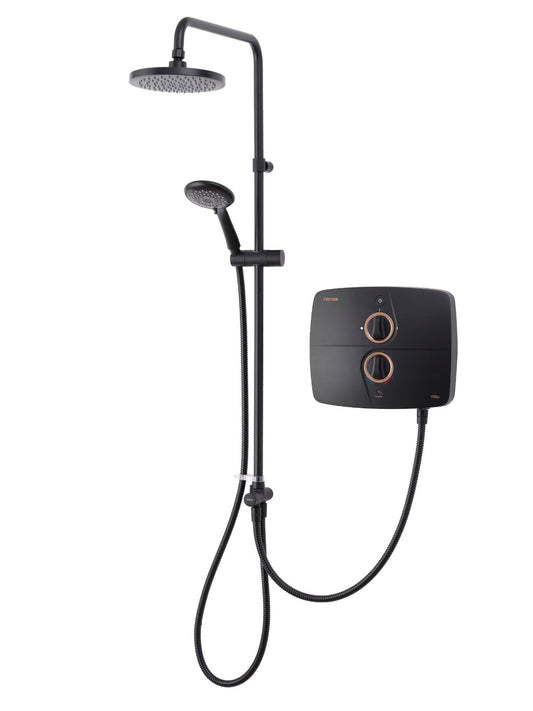 Triton T90SR 9kW Matte Black Shower – Dual Head & Quiet Pump