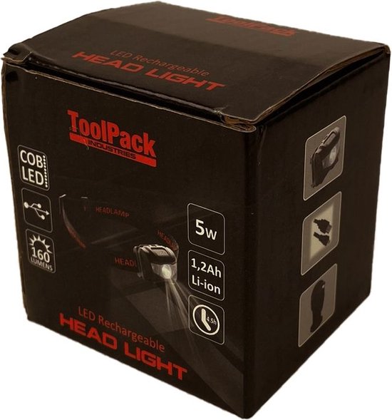 Hands-free LED headlamp for work or camping; USB charging and motion-sensor control.