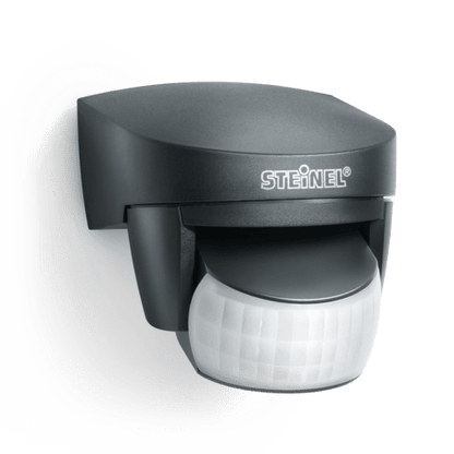 Advanced 140 wall-mounted PIR motion detector in black, front view.