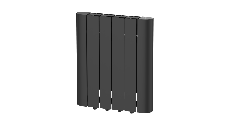 Titan smart WiFi electric radiator in matt black with aluminium fins, wall mounted