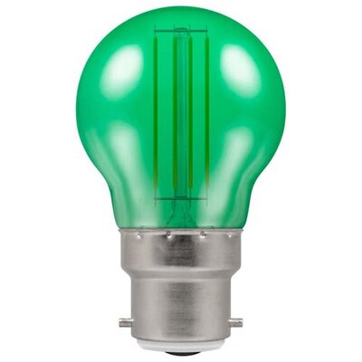 Evolamp 2W LED filament golf ball lamp, green, B22 bayonet cap