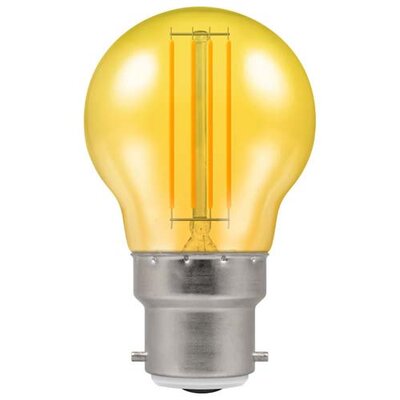 Evolamp 2W LED filament golf ball lamp, yellow, B22 bayonet cap