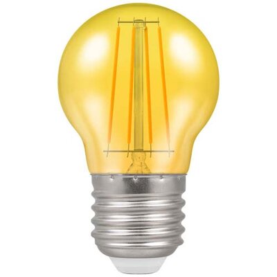 Evolamp 2W LED filament golf ball lamp, yellow, E27 screw cap