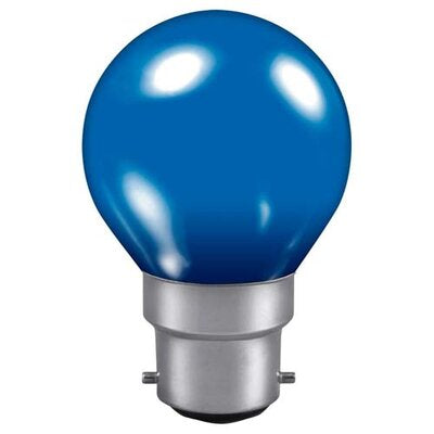 Evolec 1W LED PVC golf ball lamp, blue, B22 bayonet cap