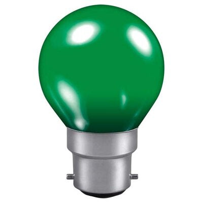Evolec 1W LED PVC golf ball lamp, green, B22 bayonet cap