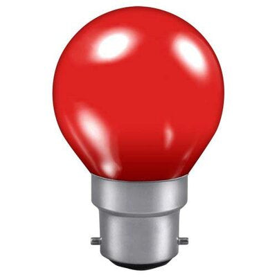 Evolec 1W LED PVC golf ball lamp, red, B22 bayonet cap