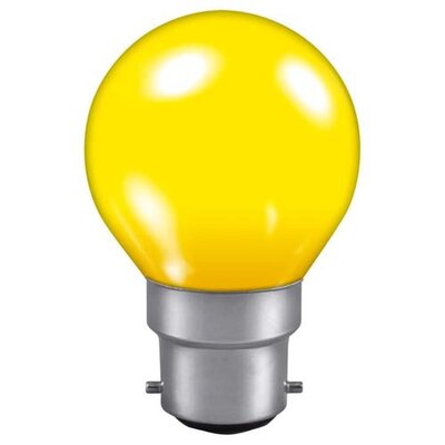 Evolec 1W LED PVC golf ball lamp, yellow, B22 bayonet cap