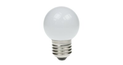 Evolec 1W LED PVC golf ball lamp, opal cool white, E27 screw cap