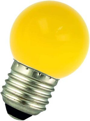 Evolec 1W LED PVC golf ball lamp, yellow, E27 screw cap
