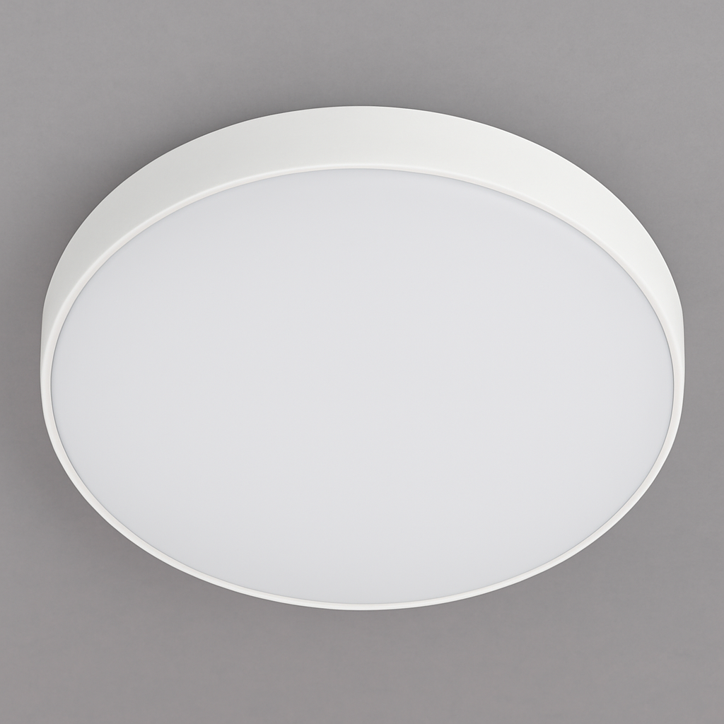 Close-up of the Evolec 18/25W Bathroom LED Luminaire with slimline white finish and IP65 waterproof design.