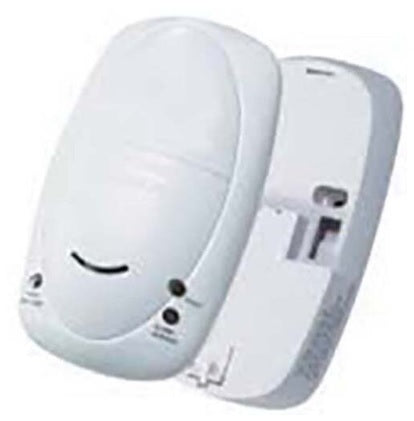 Close-up view of the Evolec mains and battery carbon monoxide alarm with 9V back-up, compact white design, and safety indicators