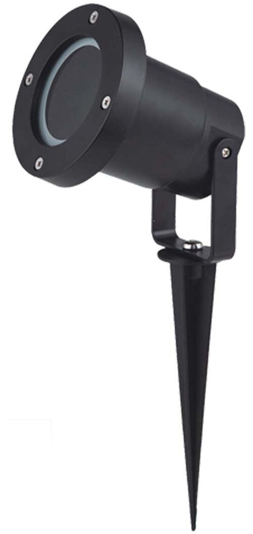lack exterior GU10 garden spike light with adjustable head and 800mm flex cable.
