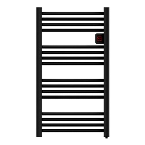 Black electric WiFi towel rail radiator, 500W wall-mounted bathroom heater