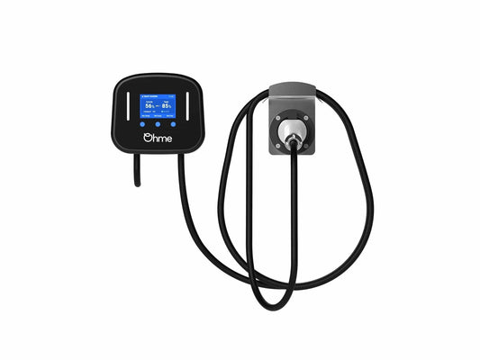 Ohme Home Pro 7.4kW tethered EV charger with 5m Type 2 cable and wall holster