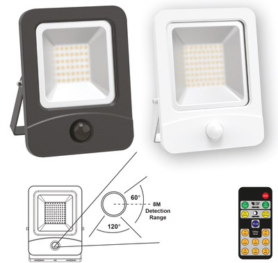 Remote Control PIR LED Floodlight IP65 in 10W, 20W, 30W and 50W